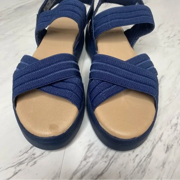 Sperry Bayou Plushstep Platform Navy Blue Sandal 7M