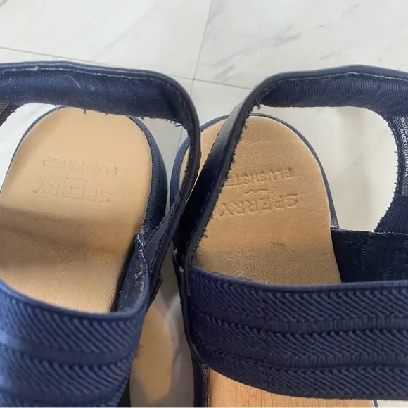 Sperry Bayou Plushstep Platform Navy Blue Sandal 7M