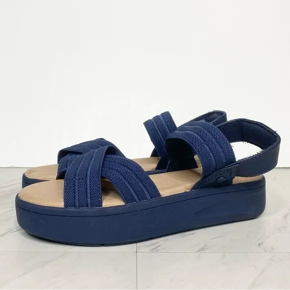 Sperry Bayou Plushstep Platform Navy Blue Sandal 7M