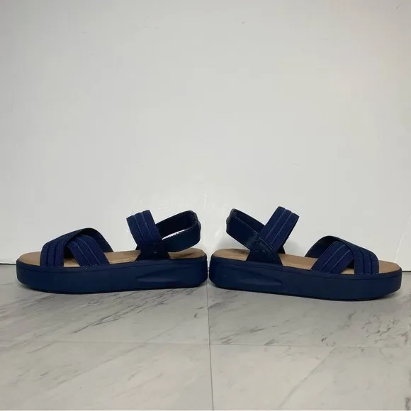 Sperry Bayou Plushstep Platform Navy Blue Sandal 7M