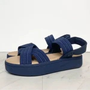 Sperry Bayou Plushstep Platform Navy Blue Sandal 7M