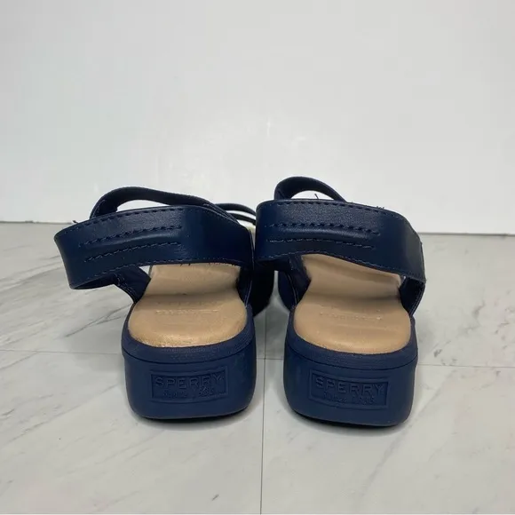 Sperry Bayou Plushstep Platform Navy Blue Sandal 7M