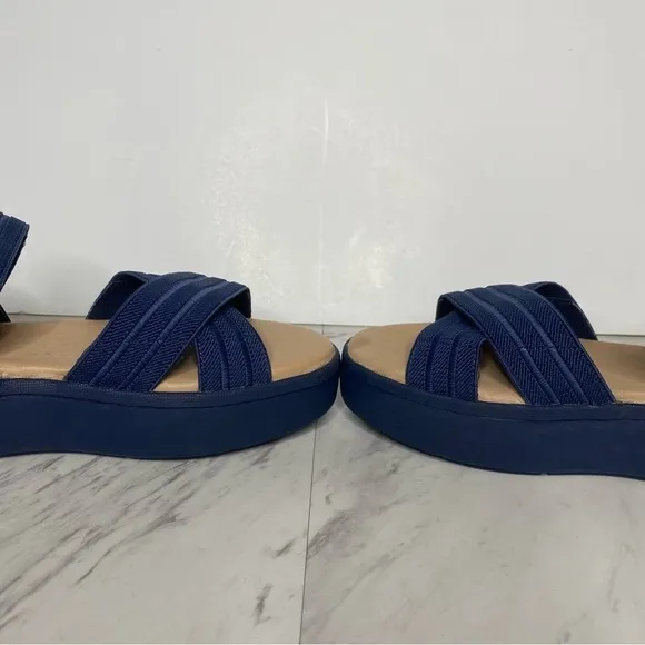 Sperry Bayou Plushstep Platform Navy Blue Sandal 7M