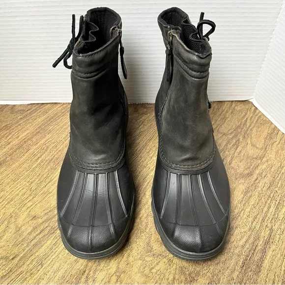 Sperry Black Gray Women’s Pull On Side Zip Side Lace Duck Boots Size 10
