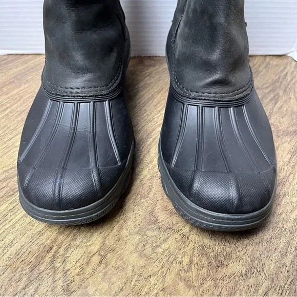 Sperry Black Gray Women’s Pull On Side Zip Side Lace Duck Boots Size 10
