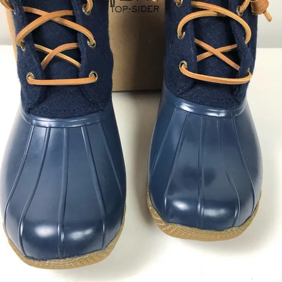 Sperry Saltwater Wool Blend Upper &amp; Rubber Duck Boots Side Zip Thinsulate NIB