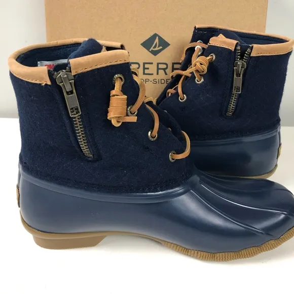 Sperry Saltwater Wool Blend Upper &amp; Rubber Duck Boots Side Zip Thinsulate NIB