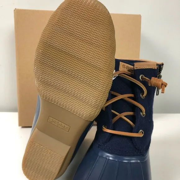 Sperry Saltwater Wool Blend Upper &amp; Rubber Duck Boots Side Zip Thinsulate NIB