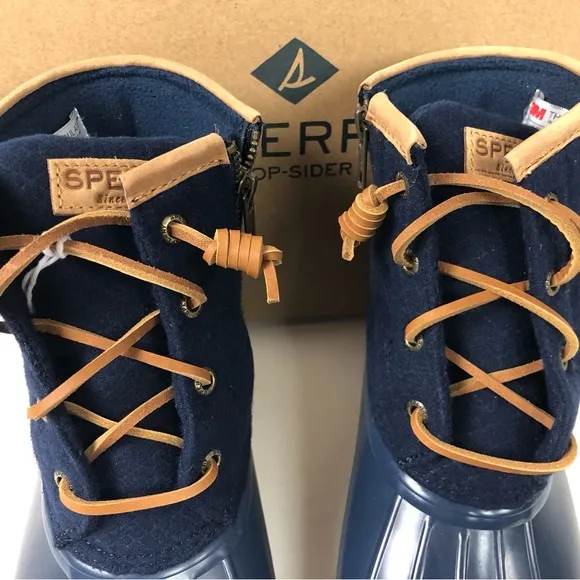 Sperry Saltwater Wool Blend Upper &amp; Rubber Duck Boots Side Zip Thinsulate NIB
