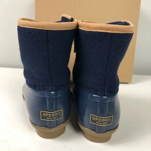 Sperry Saltwater Wool Blend Upper &amp; Rubber Duck Boots Side Zip Thinsulate NIB