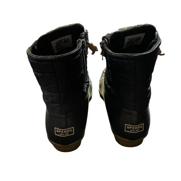 Sperry Topsider Quilted Saltwater Duck Boot • Black/Brown Side Zip • Size 10