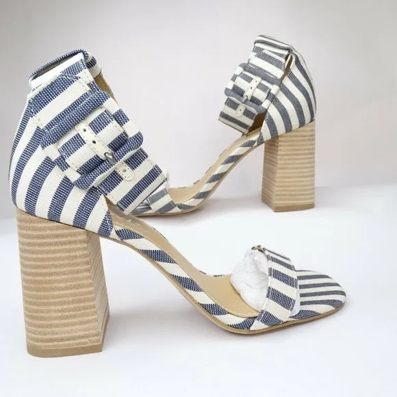 SPLENDID Siri Striped Chunky Heel Sandals In Navy