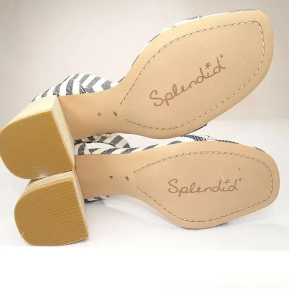 SPLENDID Siri Striped Chunky Heel Sandals In Navy