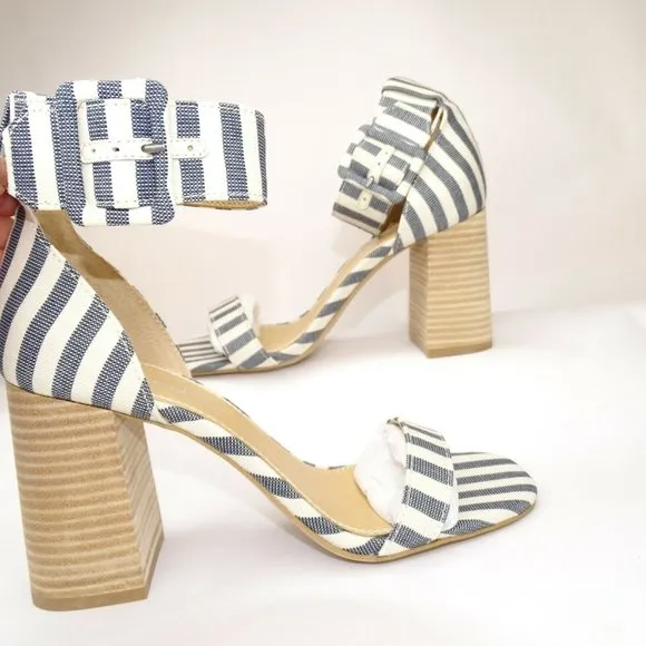 SPLENDID Siri Striped Chunky Heel Sandals In Navy