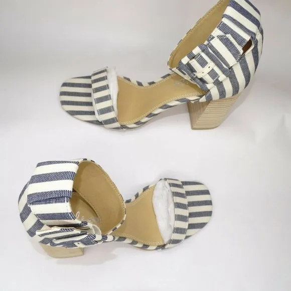 SPLENDID Siri Striped Chunky Heel Sandals In Navy