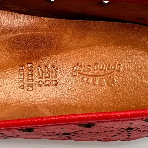 Spring Step Red Soft Leather Flexible Loafer Airy Design Artisan Stitched 9.5-10