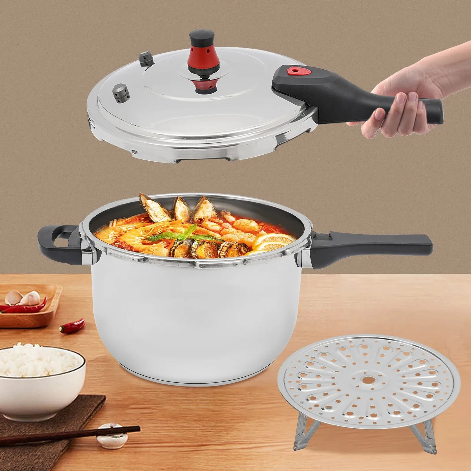 Stainless steel explosion-proof pressure cooker composite multi-layer.