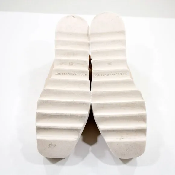 Stella McCartney Percy Beige Leather Chunky 3.5&quot; Platform Sandals - 8.5/EU 38.5