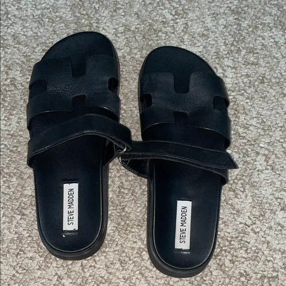 Steve Madden Black Slide Sandals