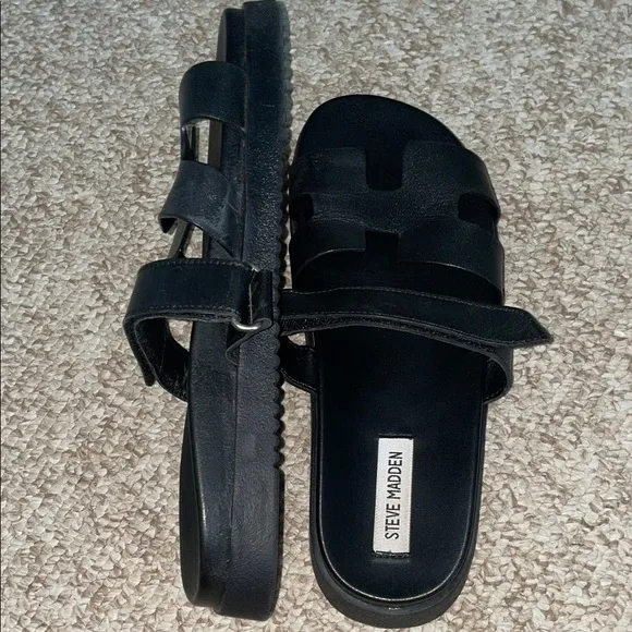 Steve Madden Black Slide Sandals