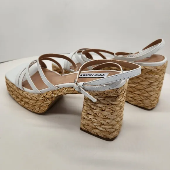Steve Madden chunky sandals 9.5 white strappy Belise platform heels Y2K new $119