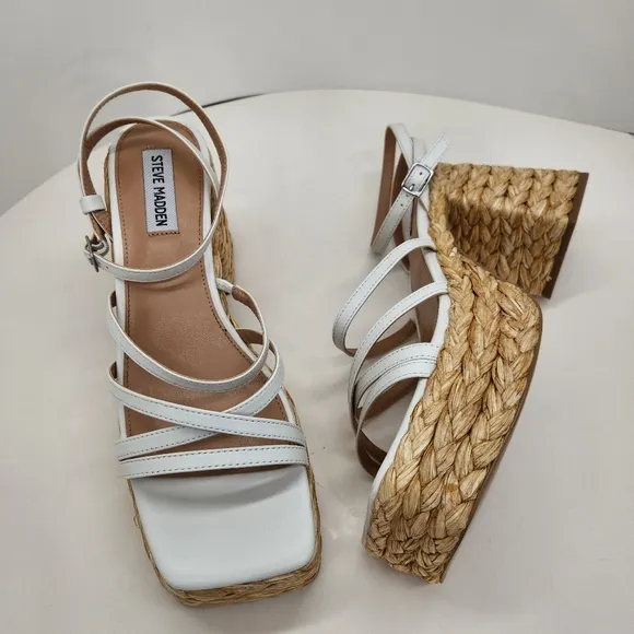 Steve Madden chunky sandals 9.5 white strappy Belise platform heels Y2K new $119