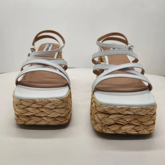 Steve Madden chunky sandals 9.5 white strappy Belise platform heels Y2K new $119