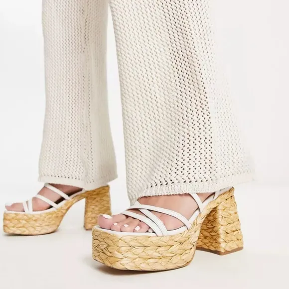 Steve Madden chunky sandals 9.5 white strappy Belise platform heels Y2K new $119