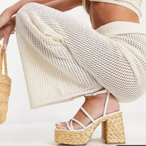Steve Madden chunky sandals 9.5 white strappy Belise platform heels Y2K new $119