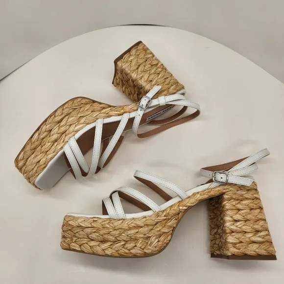 Steve Madden chunky sandals 9.5 white strappy Belise platform heels Y2K new $119