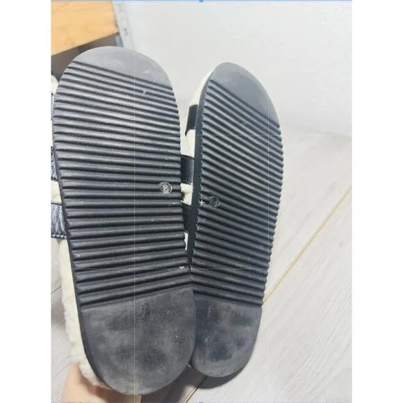 Steve Madden Faux Shearling Slide Sandal Slip On Minimalist Cozy Mayven Black 8