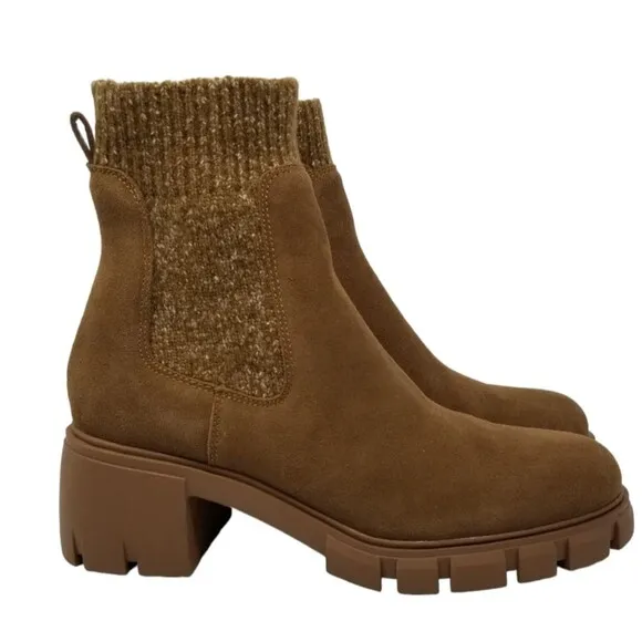 Steve Madden Hayle Lug Chelsea Leather Brown Boots