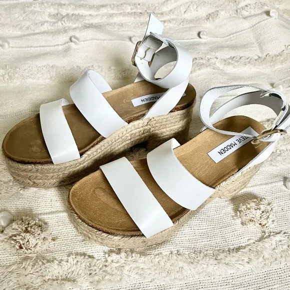 Steve Madden Kelton Espadrille Platform Sandal white size 7