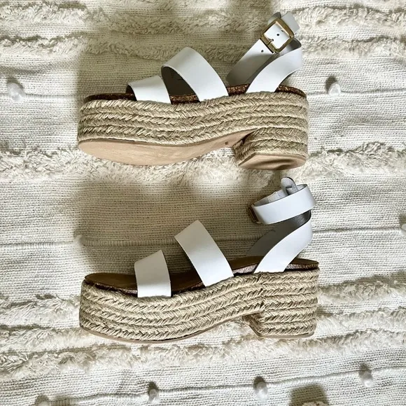 Steve Madden Kelton Espadrille Platform Sandal white size 7