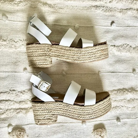 Steve Madden Kelton Espadrille Platform Sandal white size 7