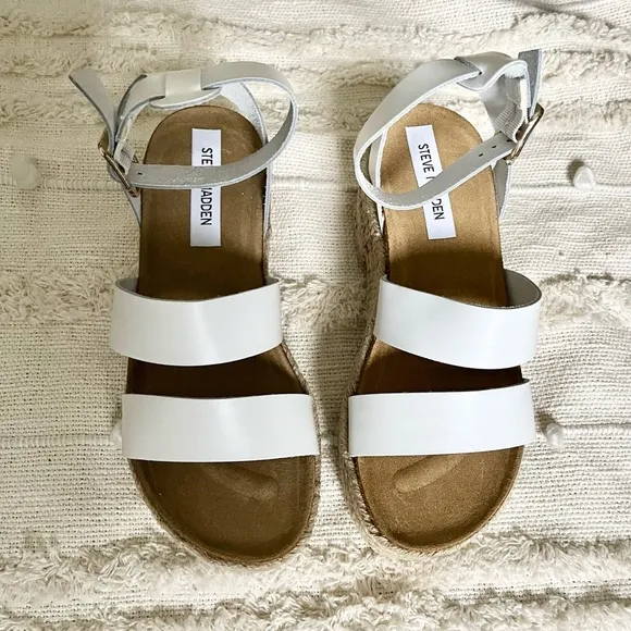 Steve Madden Kelton Espadrille Platform Sandal white size 7