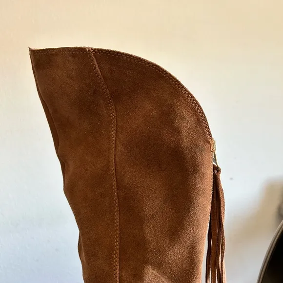 Steve Madden l 8.5 Suede Leather Exposed Back Zipper Knee High Flats Boots