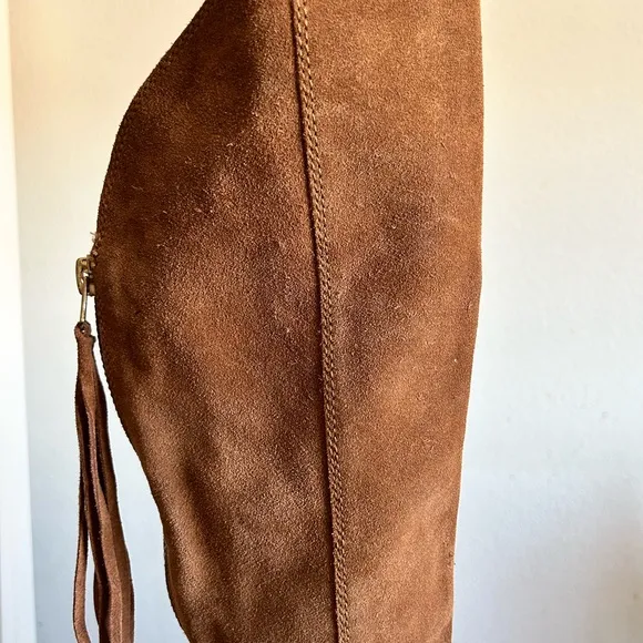 Steve Madden l 8.5 Suede Leather Exposed Back Zipper Knee High Flats Boots