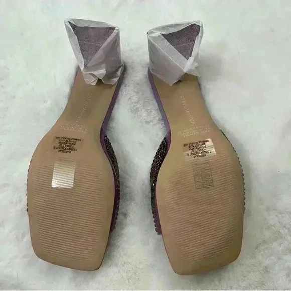 Steve Madden Purple Rhinestone Block Heel Slides