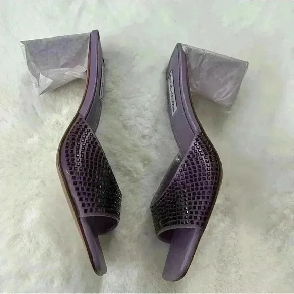 Steve Madden Purple Rhinestone Block Heel Slides