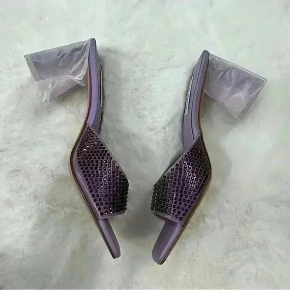 Steve Madden Purple Rhinestone Block Heel Slides