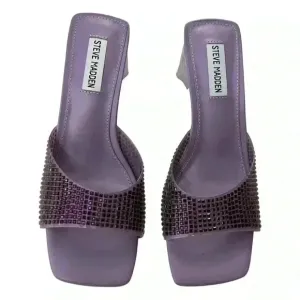 Steve Madden Purple Rhinestone Block Heel Slides