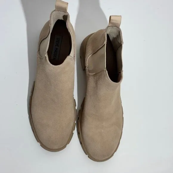 Steve Madden Sand Howler Chelsea Lug Sole Block Heel Ankle Boots Size 8.5
