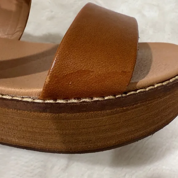 Steve Madden Teenie Flatform Wedge Sandals In Cognac Leather