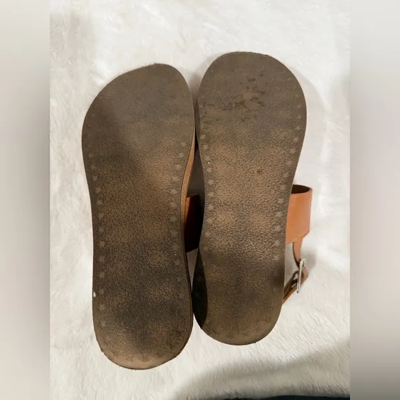 Steve Madden Teenie Flatform Wedge Sandals In Cognac Leather