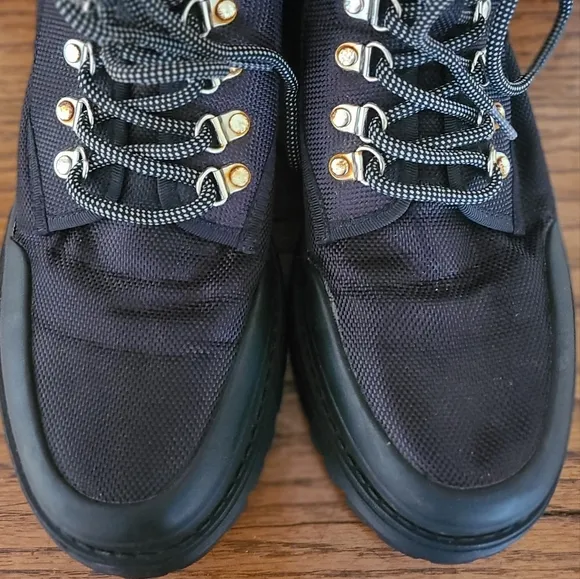 Steve Madden Timbor black vegan boots zip side lace up sz 8 combat, hiking comfy