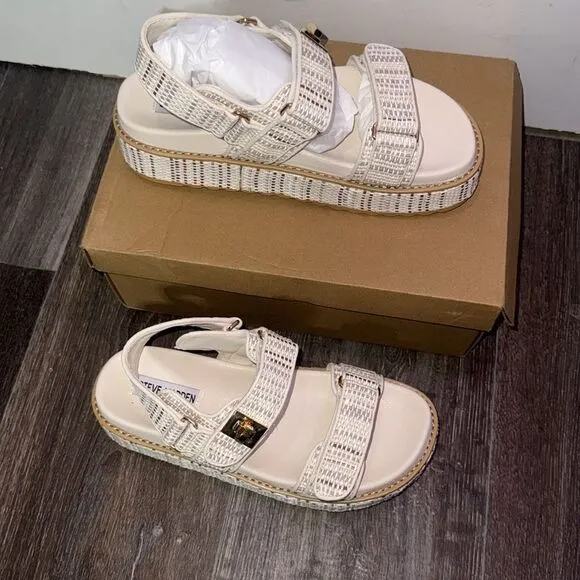 Steve Madden Women's Bigmona Platform Footbed Sandals In Beige Multi Size 9.5