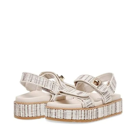 Steve Madden Women's Bigmona Platform Footbed Sandals In Beige Multi Size 9.5