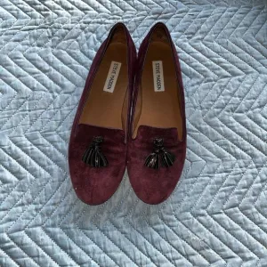 Steve Madden Womens Chaufur Loafers Flats Suede Tassel Burgundy Size 9