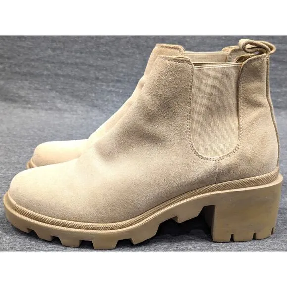 STEVE MADDEN Womens Chelsea Boots - Tan, Hadlee, Suede, Lug Sole, Size 10